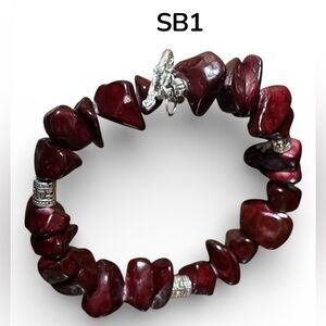 REESELYN CREATIONS Handcrafted Red Carnelian Stone Bracelet with Toggle Clasp